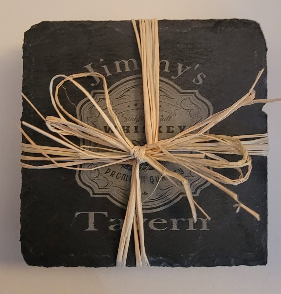 Custom Engraved Slate Coasters – Set of 4