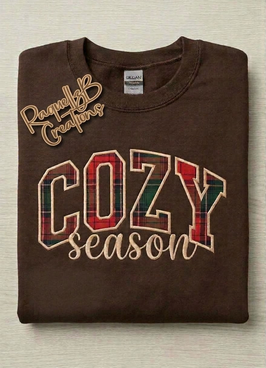 Cozy Season Plaid Appliqué Crewneck