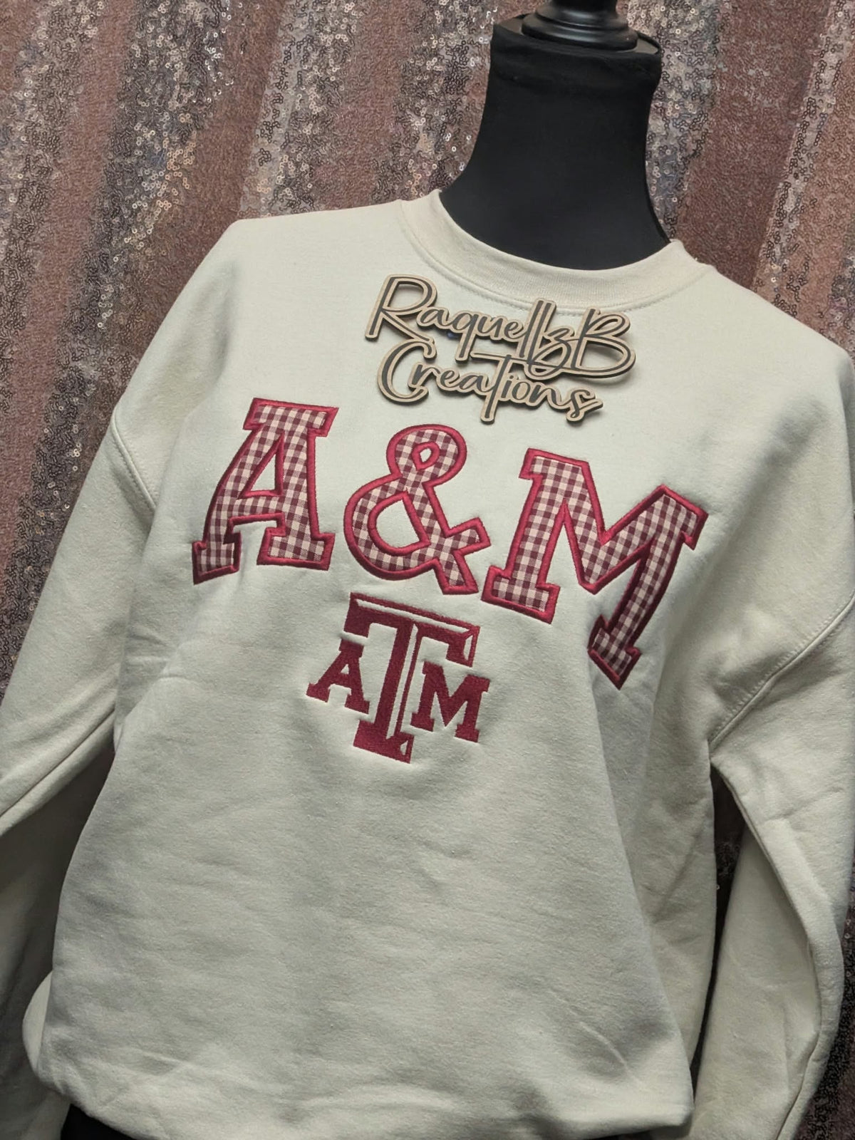 Texas A&M Gingham Appliqué Crewneck