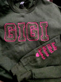 Custom GIGI Grandma Crewneck – Glitter Nickname with Grandkids’ Names