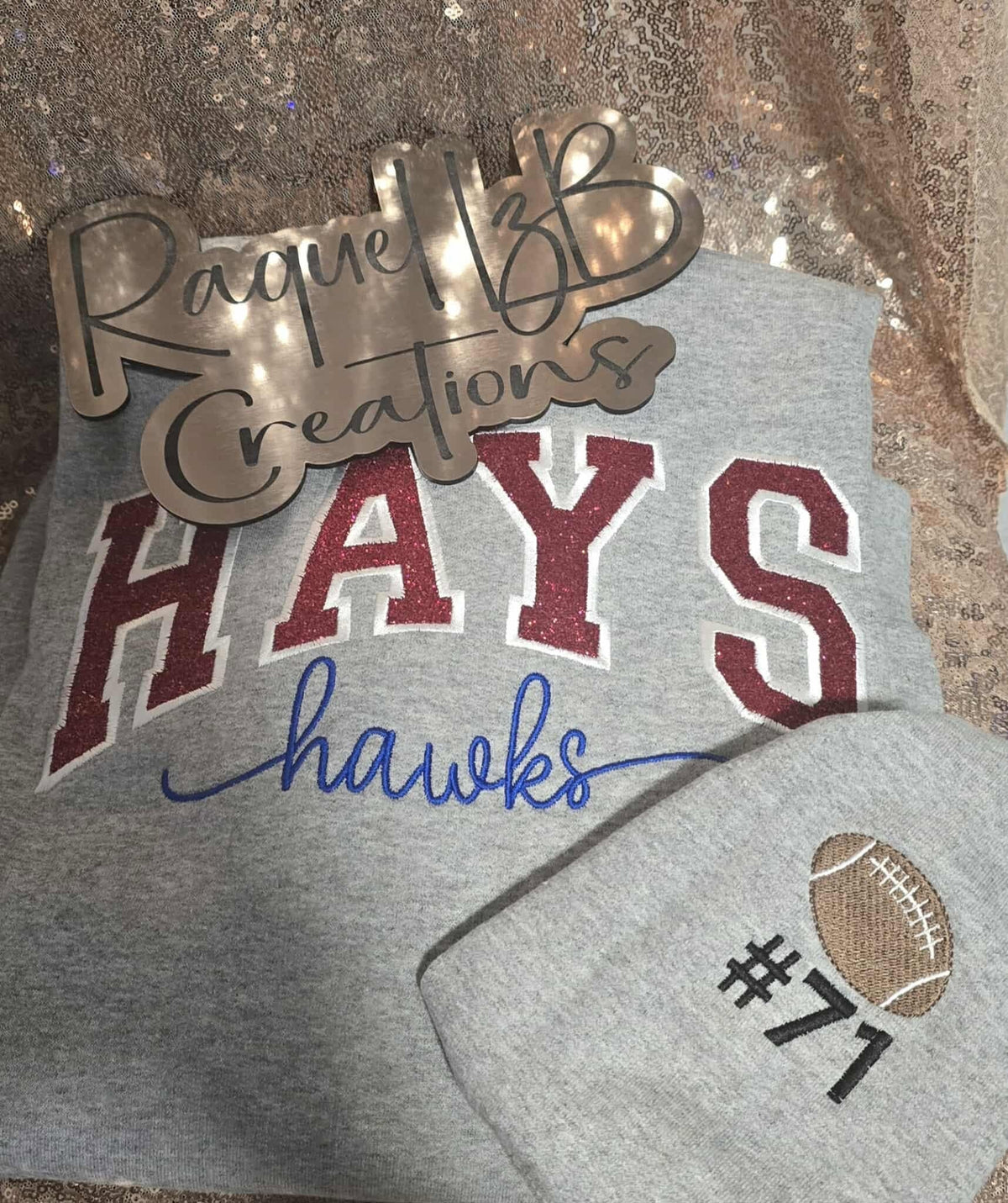 Game Day Bundle – Custom Varsity Glitter Crewneck + Embroidered Beanie