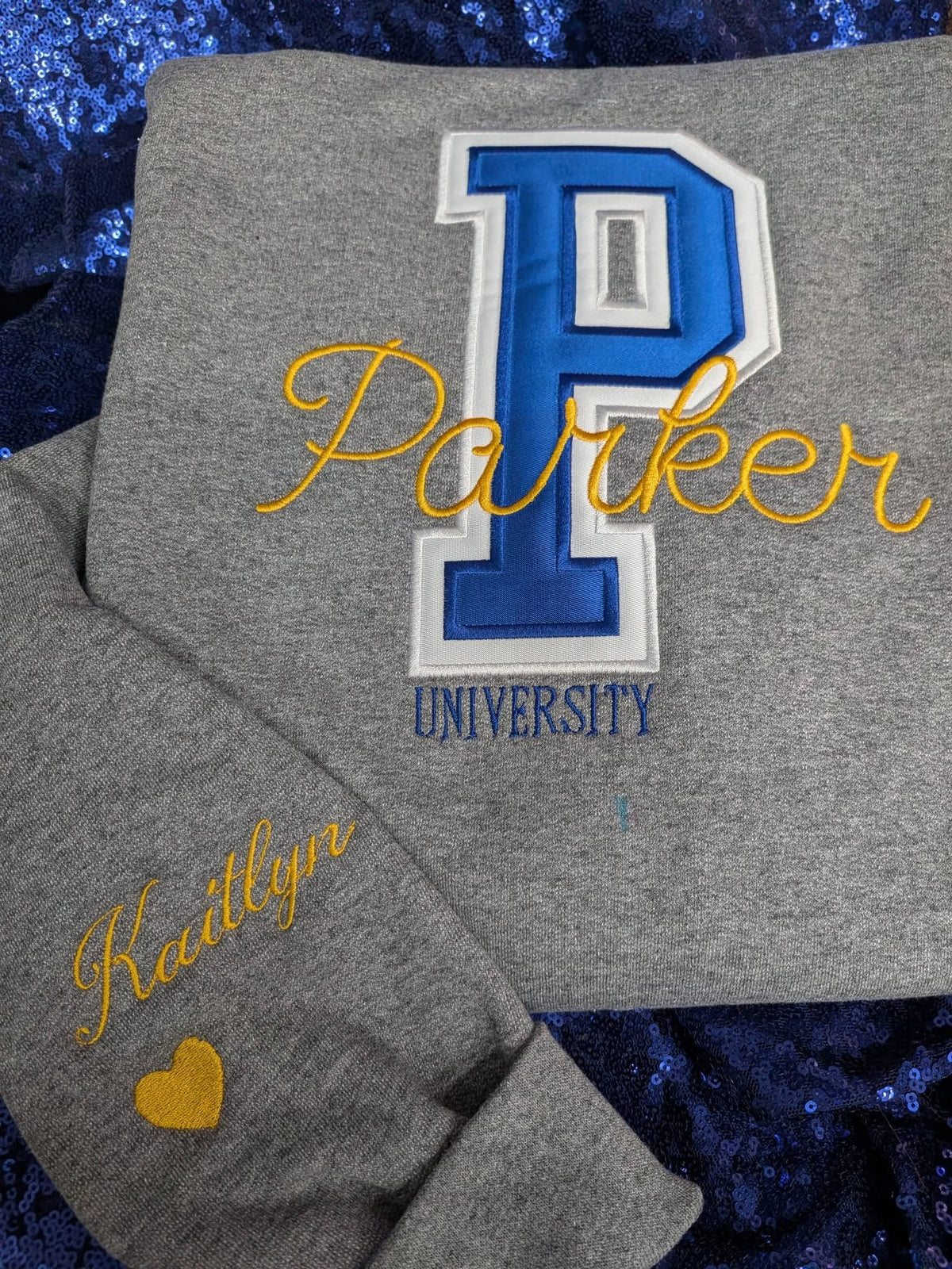 Custom College Varsity Crewneck – Personalized School & Sleeve Name