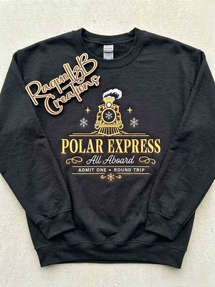Polar Express All Aboard Embroidered Crewneck