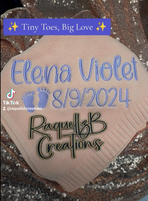 Personalized Embroidered Baby Blanket – Name & Birth Date