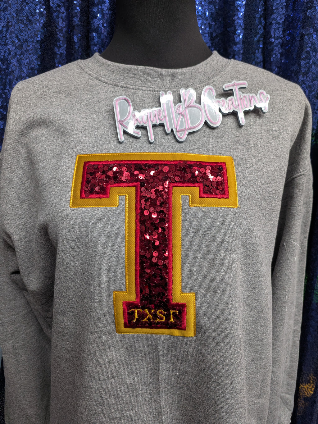 Custom Varsity Glitter Crewneck – Personalized Team, School & Name Sweatshirt